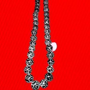 Intricately Carved Bead Long Necklace